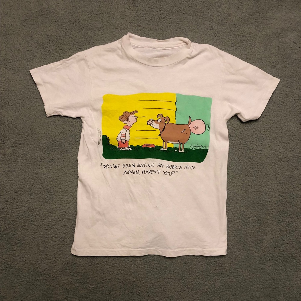 Vintage 1989 Gene‎ Myers Playboy Cartoon T-Shirt White Single Stitch Small